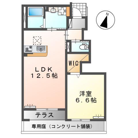 メゾン・シエル(1LDK/1階)の間取り写真