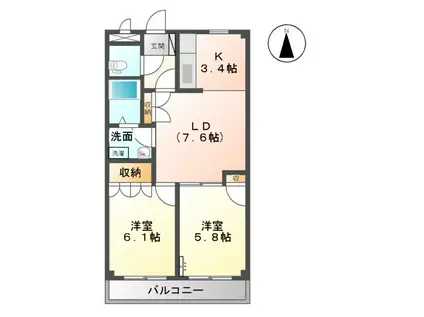 アドラブールF(2LDK/1階)の間取り写真