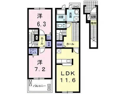 ピノ エテルナ(2LDK/2階)の間取り写真