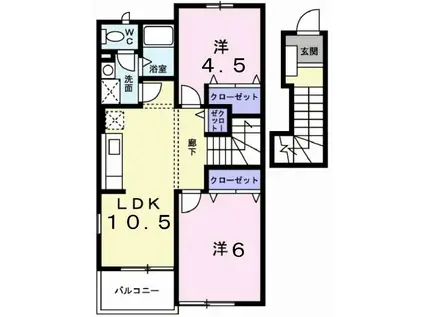 プロヴァンス Ⅰ(2LDK/2階)の間取り写真