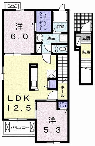 シャルール・メゾン(2LDK/2階)の間取り写真