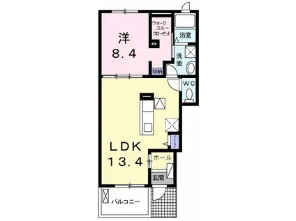 ウィステリアタウン Ⅳ(1LDK/1階)の間取り写真