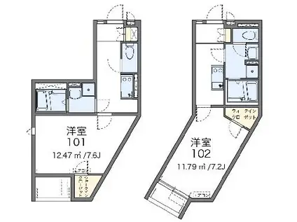 レオネクストHKⅡ(1K/1階)の間取り写真