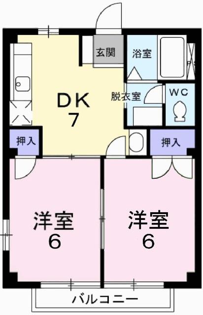 メープルファームⅠ(2DK/2階)の間取り写真