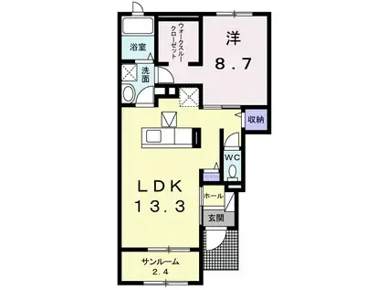 ケー・ビー・アイ Ⅱ(1LDK/1階)の間取り写真