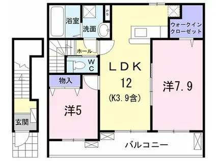 イストワール(2LDK/2階)の間取り写真