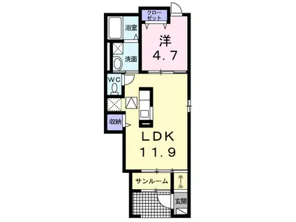 ラフレシールⅡ(1LDK/1階)の間取り写真