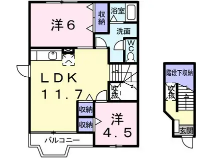 エレガンテカーサⅡ(2LDK/2階)の間取り写真