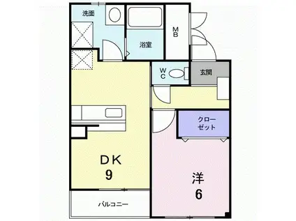 エクセレント(1LDK/3階)の間取り写真