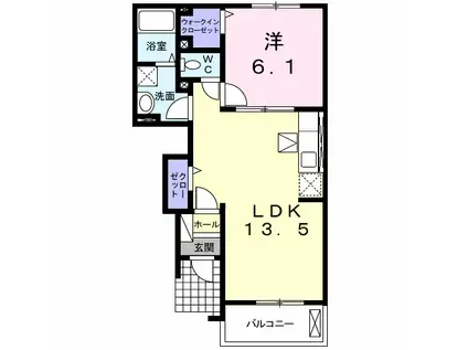 ジェルメ2(1LDK/1階)の間取り写真