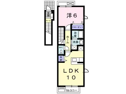 ノートルアンジュ(1LDK/2階)の間取り写真
