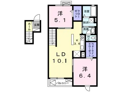 サンクレア(2LDK/4階)の間取り写真