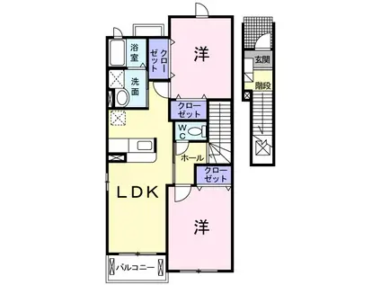 ピュアキャッスルⅢ(2LDK/2階)の間取り写真