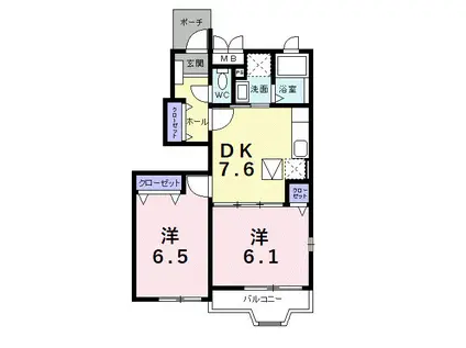 グランデカメリア山の手Ⅴ(2DK/1階)の間取り写真