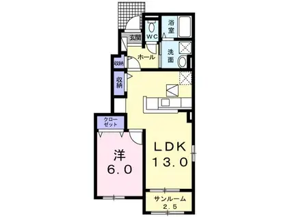 ラフレシールメゾンA(1LDK/1階)の間取り写真