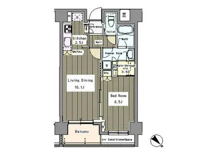 リベルテ月島(1LDK/9階)の間取り写真