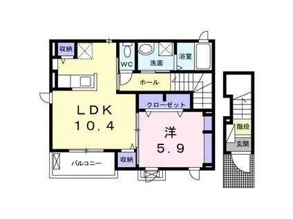 ラティア(1LDK/2階)の間取り写真