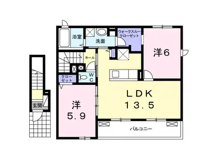 シーガルポートⅡ(2LDK/2階)の間取り写真