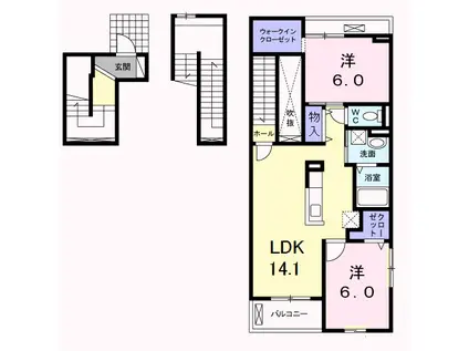モデナポートⅠ(2LDK/3階)の間取り写真