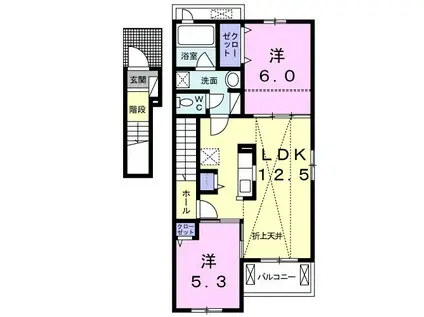 フォーリアⅡ(2LDK/2階)の間取り写真