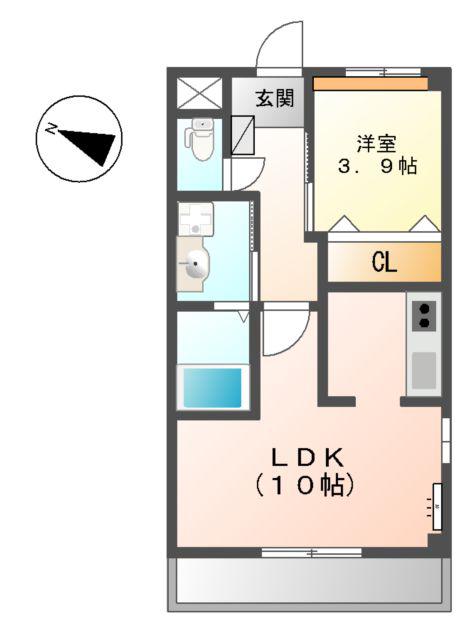 花水木Ⅱ(1LDK/3階)の間取り写真