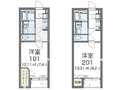 レオネクスト瑠璃(1K/2階)の間取り写真