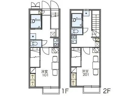 レオパレスシャルム出口A(1K/2階)の間取り写真
