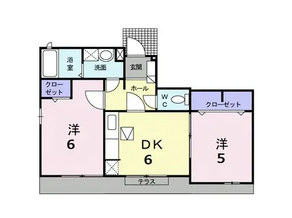 プラシードⅡ(2DK/1階)の間取り写真