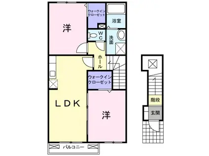 エリア21VASA B(2LDK/2階)の間取り写真