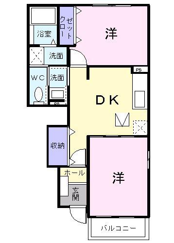 クオリティ・エヴァン(2DK/1階)の間取り写真