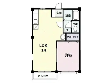 レーベンハイツ(1LDK/1階)の間取り写真