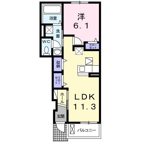 フォレストヒルⅢ(1LDK/1階)の間取り写真