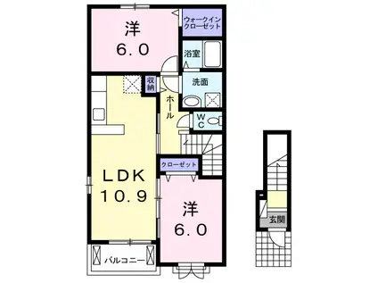 BELLA LUCE Ⅰ(2LDK/2階)の間取り写真