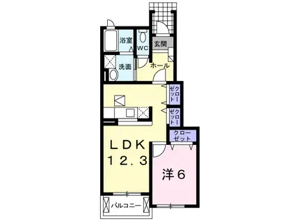 アースリバーA(1LDK/1階)の間取り写真