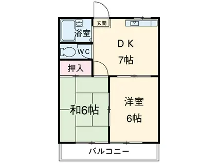 ドリームハイツオカモト(2DK/1階)の間取り写真