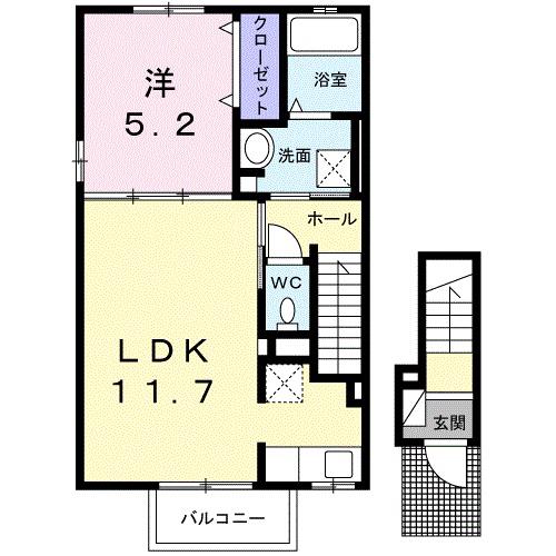 TYハイツ Ⅱ(1LDK/2階)の間取り写真