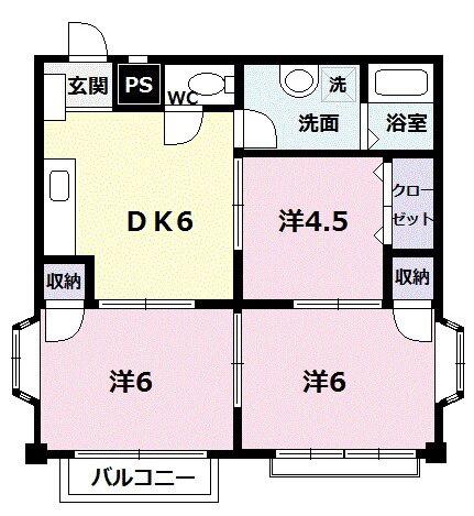 エレガンスハイツ 2(3DK/2階)の間取り写真