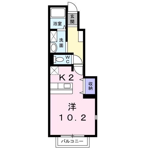 プレーヌ・フォンテーヌⅢ(ワンルーム/1階)の間取り写真