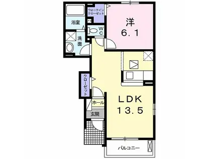 グリシーヌB(1LDK/1階)の間取り写真