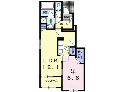 ゼストⅠ(1LDK/1階)の間取り写真