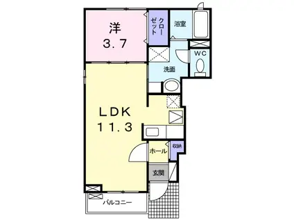 トゥインクル城南A(1LDK/1階)の間取り写真