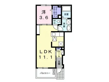 ビオーラ喜沢Ⅰ(1LDK/1階)の間取り写真