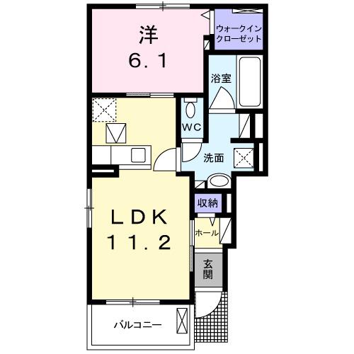 グレイスC(1LDK/1階)の間取り写真