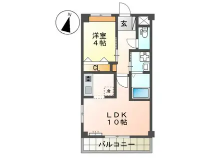 ソレイユ松香台(1LDK/2階)の間取り写真