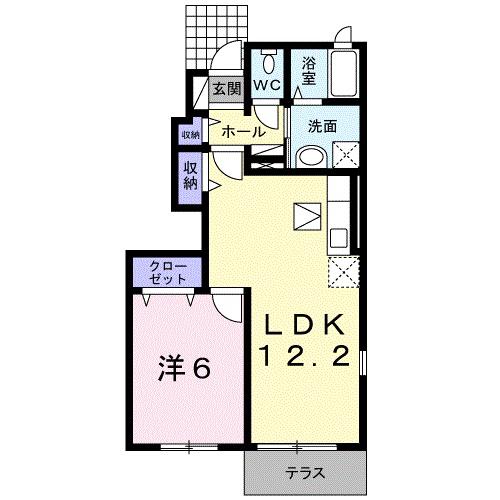 プロスペールコナンⅡC(1LDK/1階)の間取り写真