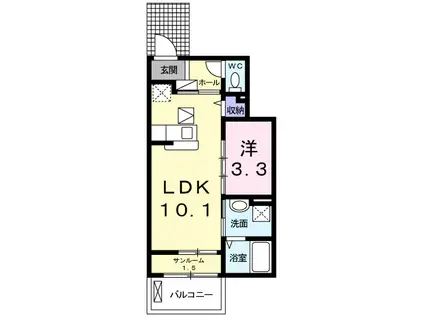 ティアラⅠ(1LDK/1階)の間取り写真