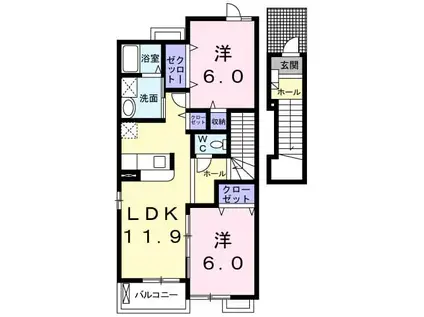 ビンタンⅠ(2LDK/2階)の間取り写真