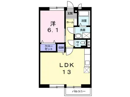 パステルコートⅡ(1LDK/1階)の間取り写真