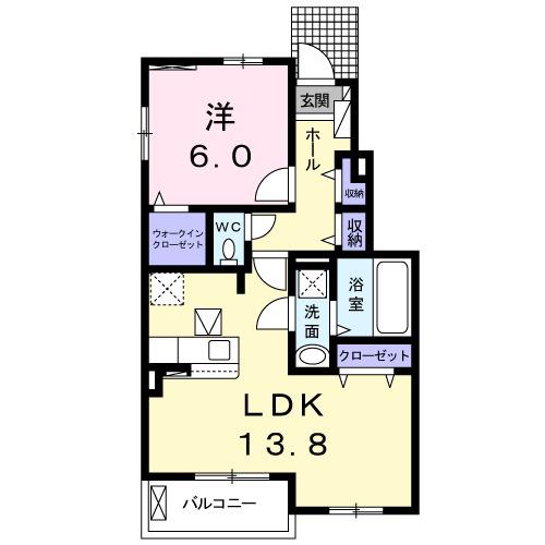 エクセリア立木Ⅰ(1LDK/1階)の間取り写真