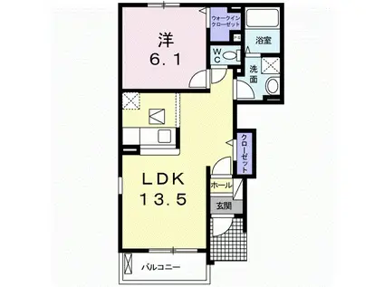 グリシーヌB(1LDK/1階)の間取り写真